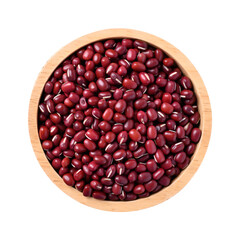 Azuki beans, Adzuki bean or red mung beans in wooden bowl