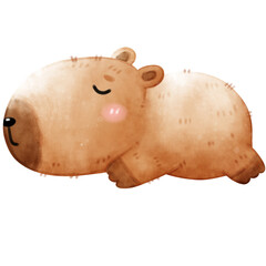 Cute capybara, capybara illustration, Watercolor capybara, happy capybara