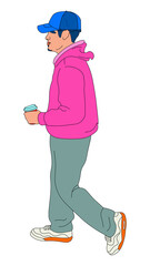 Boy with hat walking