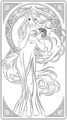 Antistress coloring page. Rapunzel and chameleon