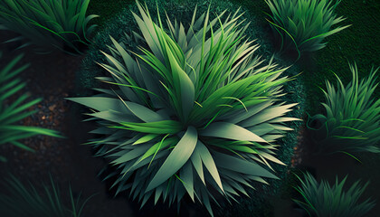 Bushes of greenery growing on the ground, generative Al.