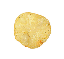 Tasty crispy potato chip isolated on white