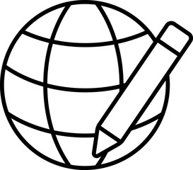 Naklejka premium globe, internet and web sites sign with with pencil or pen minimal icon illustration