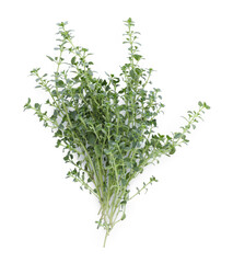 Bunch of aromatic thyme isolated on white, top view. Fresh herb