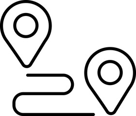 map pointer icon. a path from one point to another minimal illustration