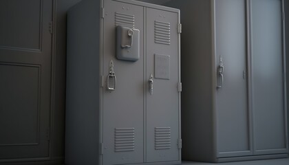 the gray retro school cupboard creates a slightly dark atmosphere