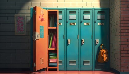 a colorful retro school locker also makes the children's mood more cheerful