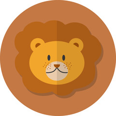 lion face icon, Cute animal icon in circle.