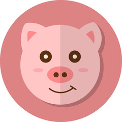 pig face icon, Cute animal icon in circle.