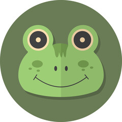 Fototapeta premium frog face icon, Cute animal icon in circle.