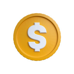 Obraz premium 3D illustration of golden coin with white dollar symbol