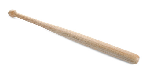 Wooden baseball bat isolated on white. Sports equipment