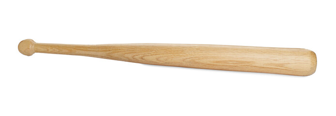 Wooden baseball bat isolated on white. Sports equipment