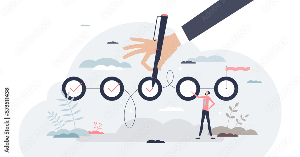 Poster completing project and effective task management plan tiny person concept, transparent background. s