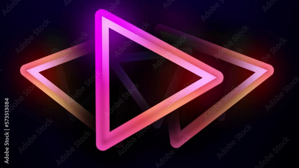 Poster triangle glowing motion background, abstract glowing neon triangle tunnel, abstract triangle glowing