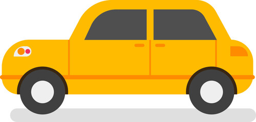 Yellow car flat vector illustration. Vehicle with isolated background