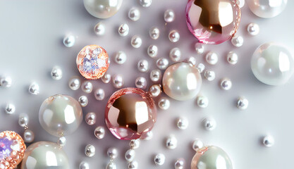pearl jewellery over marble background