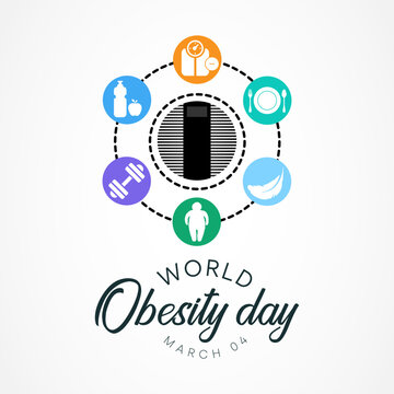 World Obesity day is observed every year on March 4, with the view of promoting practical solutions to end the global obesity crisis. Vector illustration