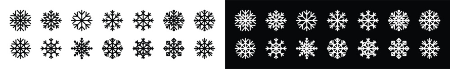 Snowflake icons set. Snowflake icons vector. Snow symbol collection. Snow in winter at christmas symbol, vector illustration