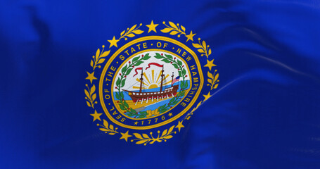 Close-up of the New Hampshire state flag waving