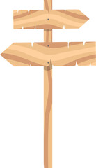 wooden guide post design illustration isolated on transparent background