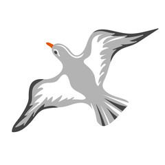Flying seagull. Sea bird. Concept of sea and ocean life. Vector illustration