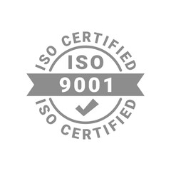 Iso certified vector label. 9001 certificate badge vector icon.