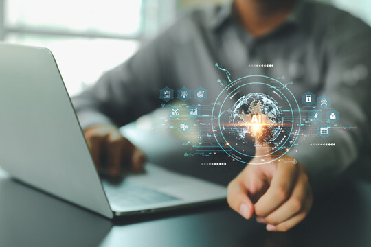 AI Artificial Intelligence technology digital for business industry analysis learning and communication system or automation robotic programming and futuristic concepts.