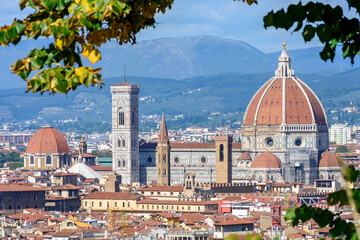 Florence cathedral (Duomo) over city center, Italy