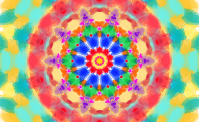 Abstract Mandala Art Background. Beautiful multicolor kaleidoscope texture. Unique kaleidoscope design.