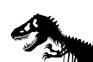 T Rex Dinosaur Silhouette. Tyrannosaurus silhouette icon sign, T-rex dinosaurs symbol design, Isolated on white background, illustration. - obrazy, fototapety, plakaty