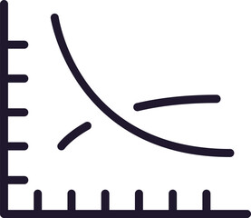 Single line icon of down on isolated white background. High quality editable stroke for mobile apps, web design, websites, online shops etc