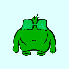 Tiny cute icon character with glasses