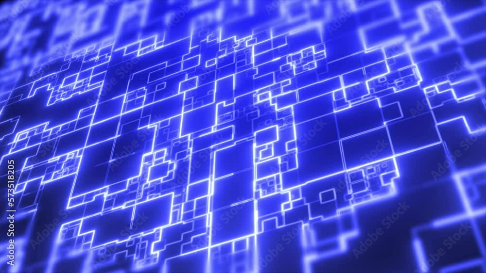 Aufkleber futuristic blue grid animation background. digital technology circuit board bg, futuristic digital a
