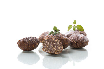 chocolate sweet cakes from mashed biscuits with additives