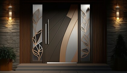 A beautiful modern front door creates a good impression of the house before entering the apartment