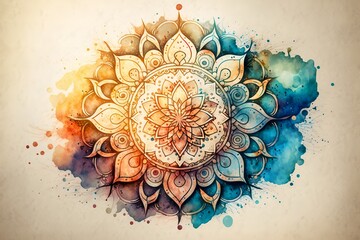 Colorful mandala in watercolor style