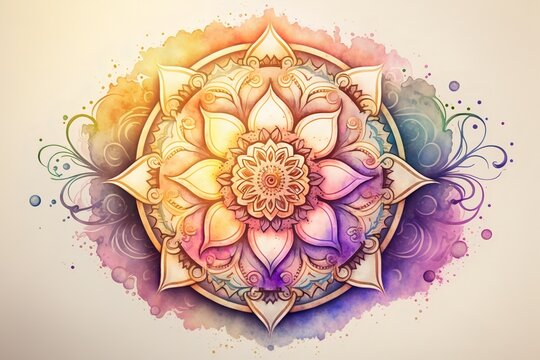 Colorful mandala in watercolor style