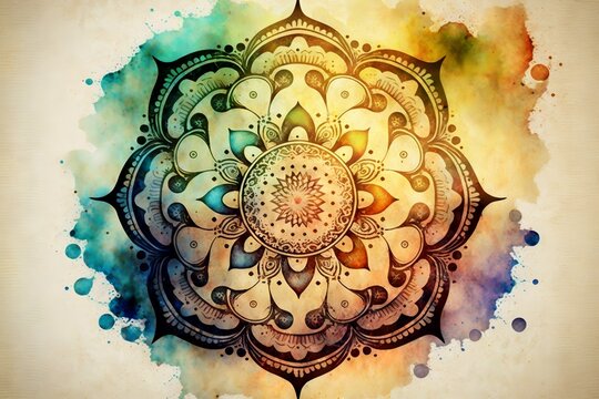 Colorful mandala in watercolor style