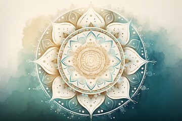 Beautiful white mandala wallpaper in watercolour style