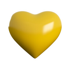 3D illustration of yellow color heart 