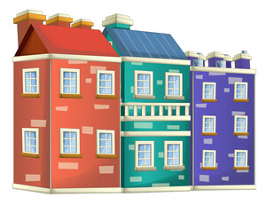 cartoon scene with urban city house building isolated illustration for children