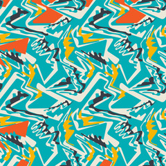 Seamless unusual colorful abstract pattern with wave shapes
