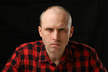 Caucasian male angry look and nervousness