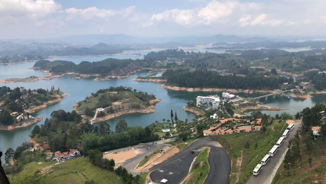 View from The Rock El Penol to the town of Guatape Antioquia in Colombia