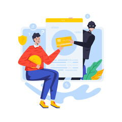 Cybercrime stealing credit card financial data vector illustration