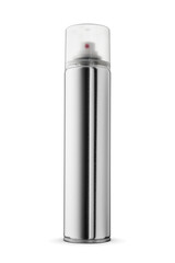 Metal aerosol spray dispenser isolated on white background.