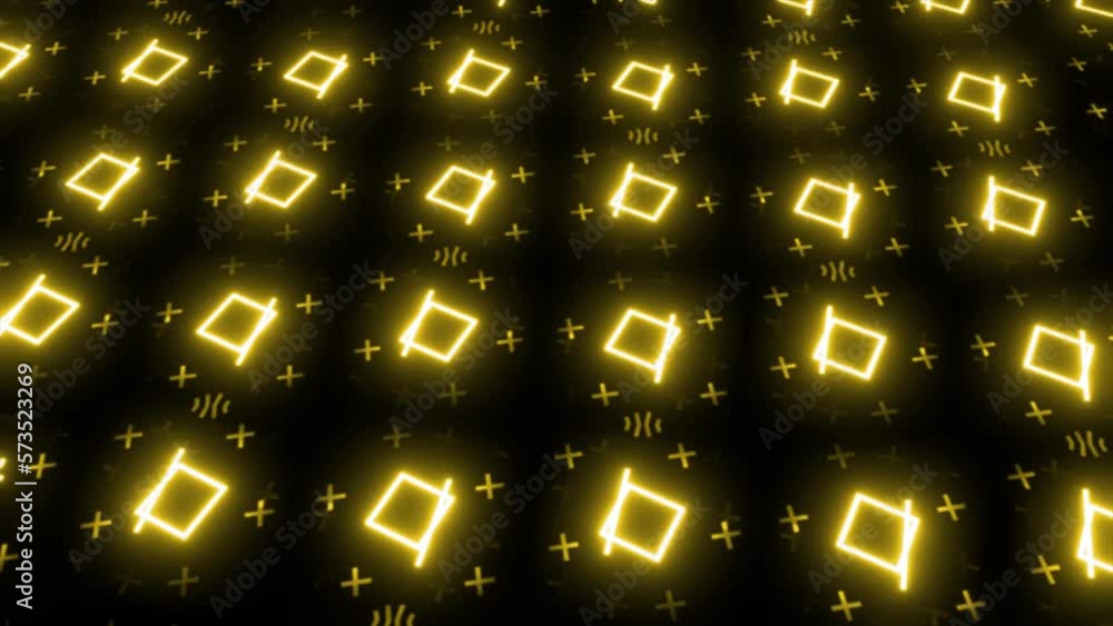 Aufkleber glowing digital geometric shapes moving, abstract colorful geometric shapes. high tech futuristic gl
