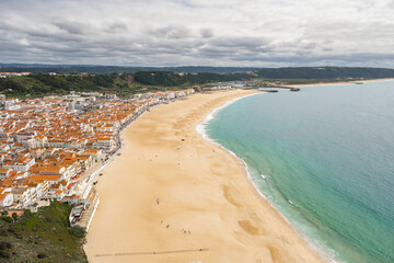 Picturesque Portuguese coast town Nazare, Portugal.