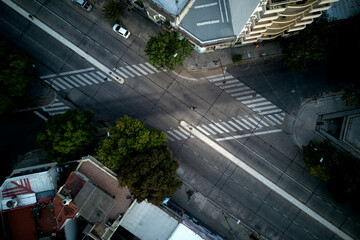 aerial photo to a empty cross road